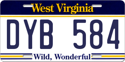 WV license plate DYB584