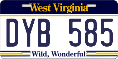 WV license plate DYB585