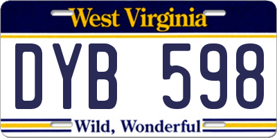 WV license plate DYB598