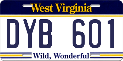 WV license plate DYB601