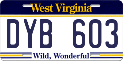 WV license plate DYB603