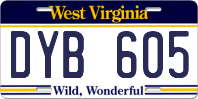 WV license plate DYB605