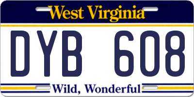 WV license plate DYB608