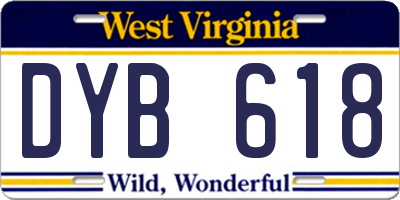 WV license plate DYB618