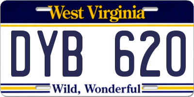 WV license plate DYB620