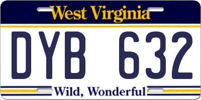 WV license plate DYB632