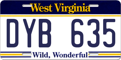 WV license plate DYB635