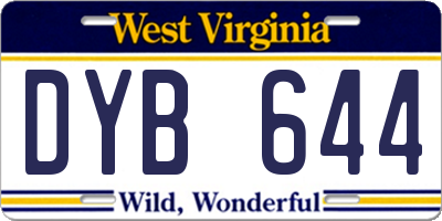 WV license plate DYB644