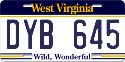 WV license plate DYB645