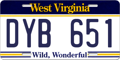 WV license plate DYB651