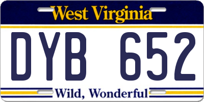WV license plate DYB652