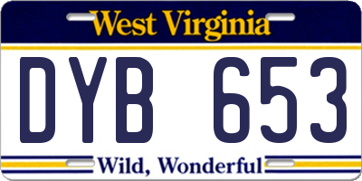WV license plate DYB653