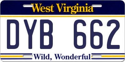 WV license plate DYB662
