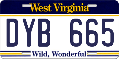 WV license plate DYB665