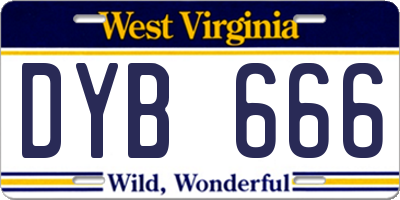 WV license plate DYB666