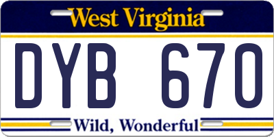 WV license plate DYB670