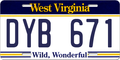 WV license plate DYB671