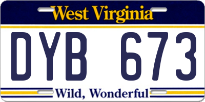 WV license plate DYB673