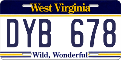 WV license plate DYB678