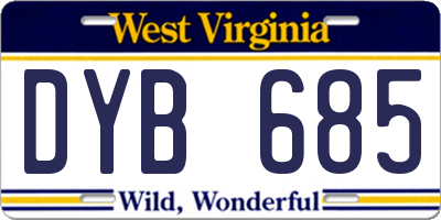 WV license plate DYB685