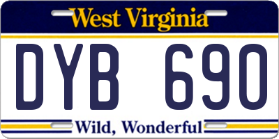 WV license plate DYB690