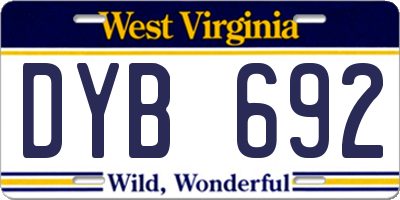 WV license plate DYB692