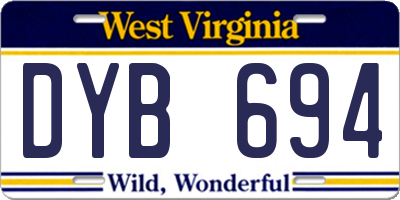 WV license plate DYB694