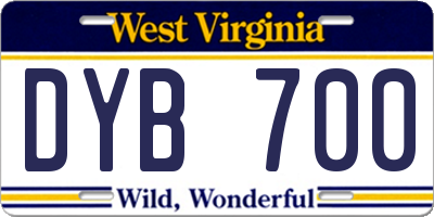 WV license plate DYB700