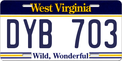 WV license plate DYB703