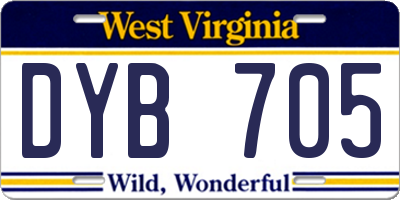 WV license plate DYB705