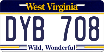 WV license plate DYB708