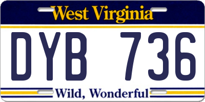 WV license plate DYB736