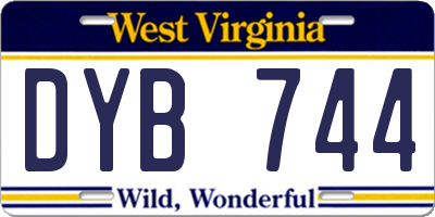 WV license plate DYB744