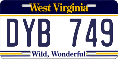 WV license plate DYB749