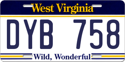 WV license plate DYB758