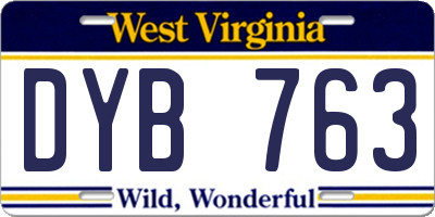 WV license plate DYB763