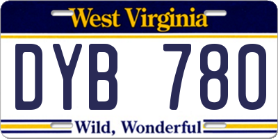 WV license plate DYB780