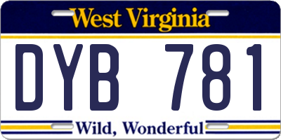 WV license plate DYB781