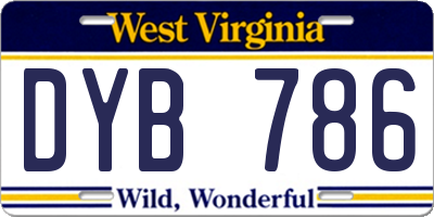 WV license plate DYB786