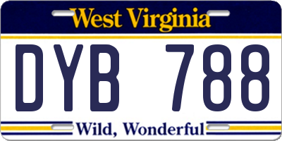 WV license plate DYB788