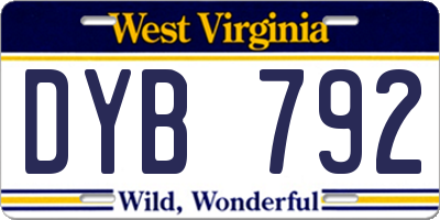 WV license plate DYB792