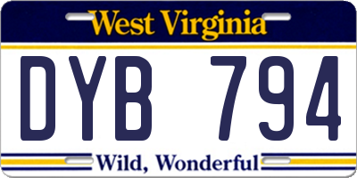 WV license plate DYB794