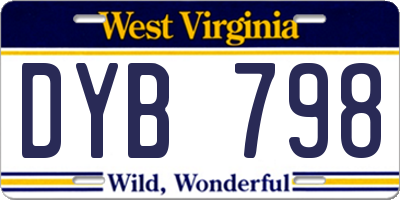 WV license plate DYB798