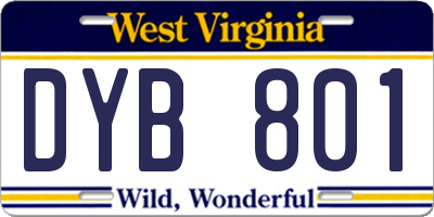 WV license plate DYB801