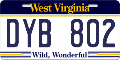 WV license plate DYB802
