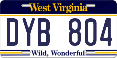 WV license plate DYB804