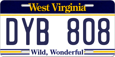 WV license plate DYB808
