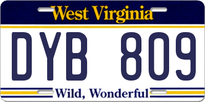 WV license plate DYB809