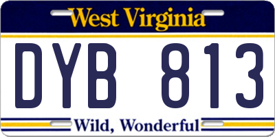 WV license plate DYB813