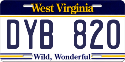WV license plate DYB820